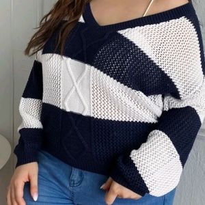 Blue and White Block sweater